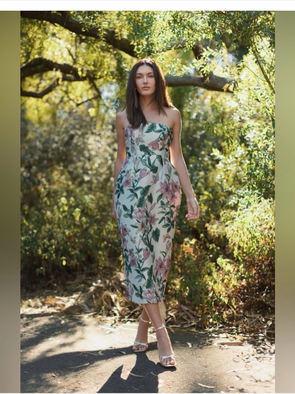 MAC DUGGAL
Multicolor Floral Brocade Strapless Fitted Midi Dress size 12 Petite